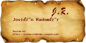 Jovián Radomér névjegykártya